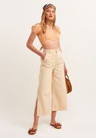 Bayan Kum Beji Nature Friendly Yırtmaçlı Wide-Leg Pantolon