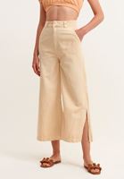 Bayan Kum Beji Nature Friendly Yırtmaçlı Wide-Leg Pantolon