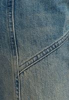 Bayan Mavi Kuşaklı Mom-Fit Denim Pantolon