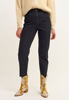 Bayan Siyah Mom-Fit Denim Pantolon