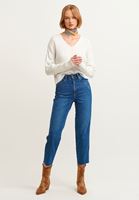Women Blue Ultra High Waist Mom Jeans