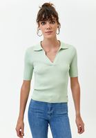 Bayan Yeşil Polo Yaka Triko Top ( MODAL )