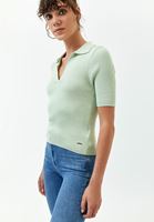 Bayan Yeşil Polo Yaka Triko Top ( MODAL )