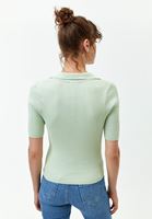Bayan Yeşil Polo Yaka Triko Top ( MODAL )