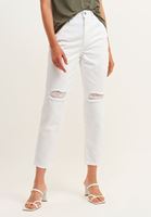 Women White Mom-fit Pants with Cutout Detail