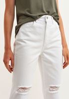 Women White Mom-fit Pants with Cutout Detail