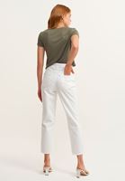 Women White Mom-fit Pants with Cutout Detail