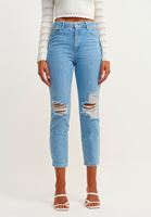 Bayan Mavi Cigarette-Fit Denim Pantolon