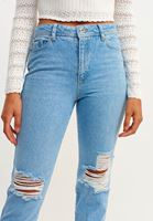 Bayan Mavi Cigarette-Fit Denim Pantolon