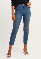 Bayan Mavi Cigarette-Fit Denim Pantolon