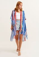 Bayan Kırmızı Desenli Kimono