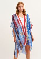 Bayan Kırmızı Desenli Kimono