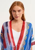 Bayan Kırmızı Desenli Kimono