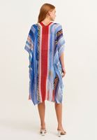 Bayan Kırmızı Desenli Kimono