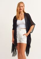 Bayan Siyah Basic Kimono