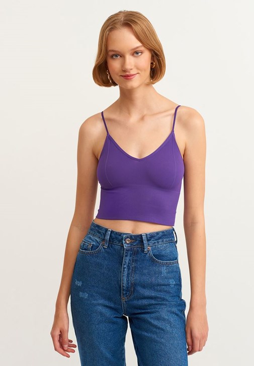 Dikişsiz Crop Top ve Yüksek Bel Mom Jean Pantolon Kombini