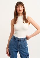 Women Cream High neck seamless tank top