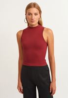 Women Bordeaux High neck seamless tank top