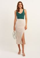 Bayan Yeşil Askı Detaylı V-Neck Tank Top