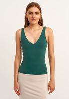 Bayan Yeşil Askı Detaylı V-Neck Tank Top