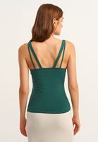 Bayan Yeşil Askı Detaylı V-Neck Tank Top