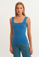 Women Blue Flexible Square Neck Singlet