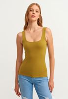 Women Green Flexible Square Neck Singlet