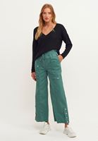 Bayan Yeşil Düğmeli Baggy Pantolon