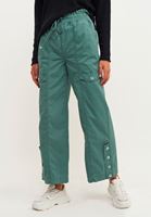 Bayan Yeşil Düğmeli Baggy Pantolon