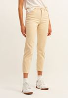 Bayan Krem High-Rise Cigarette Pantolon