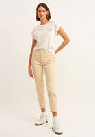 Bayan Krem High-Rise Cigarette Pantolon