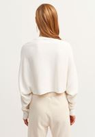 Bayan Krem Oversize Crop Triko