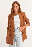 Bayan Kahverengi Vintage Etkili Boyfriend Blazer Ceket