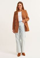 Bayan Kahverengi Vintage Etkili Boyfriend Blazer Ceket