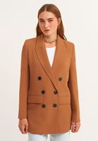 Bayan Kahverengi Vintage Etkili Boyfriend Blazer Ceket