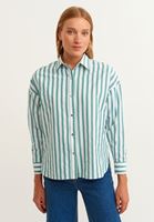 Bayan Çok Renkli Loose-Fit Çizgili Gömlek