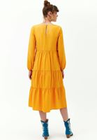 Women Orange V-neck ruffle midi dress