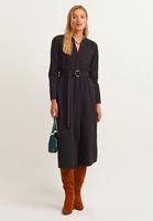 Women Black Cotton midi dress