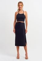 Bayan Siyah Halter Yaka Sırt Detaylı Crop Atlet