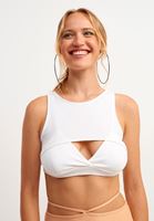 Bayan Beyaz Halter Yaka Crop Top