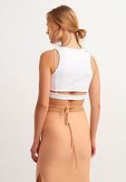 Bayan Beyaz Halter Yaka Crop Top