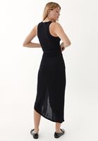 Women Black Midi Skirt With Drape Detail