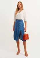 Women Blue Midi Length Denim Skirt