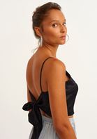 Bayan Siyah İnce Askılı Crop Top