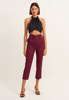 Bayan Bordo Kemerli Carrot-Fit Pantolon ( TENCEL™ )