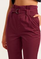 Bayan Bordo Kemerli Carrot-Fit Pantolon ( TENCEL™ )
