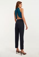Bayan Siyah Bel ve Paça Detaylı Pantolon ( TENCEL™ )