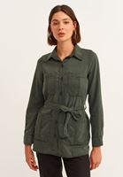 Bayan Yeşil Cepli ve Kuşaklı Ceket ( TENCEL™ )