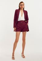 Bayan Bordo Kemerli Mini Şort ( TENCEL™ )