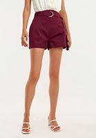 Bayan Bordo Kemerli Mini Şort ( TENCEL™ )